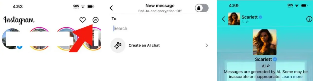 iniciar chat IA en Instagram