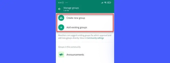 Crear grupos o añadir grupos existentes