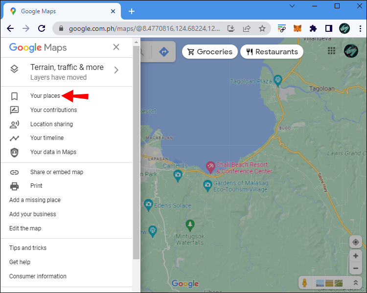 Desactivar etiquetas de Google Maps en Windows