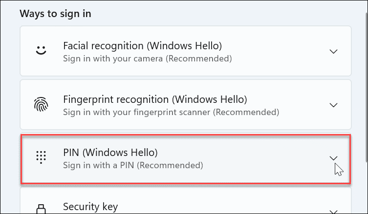 Cambiar el PIN en Windows 11
