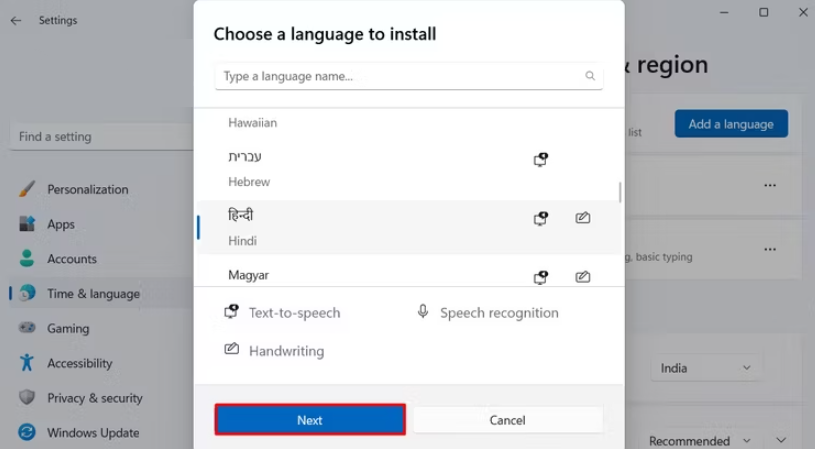 Cambiar idioma del teclado en Windows 11