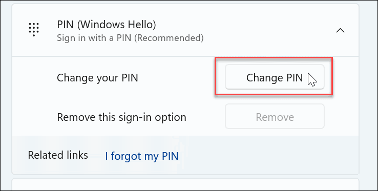 Cambiar el PIN en Windows 11