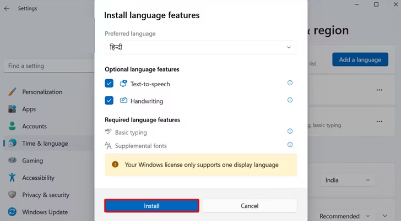 Cambiar idioma del teclado en Windows 11