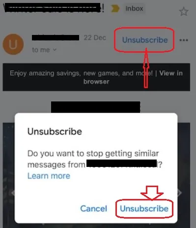 Cancelar suscripción correos Gmail en iOS