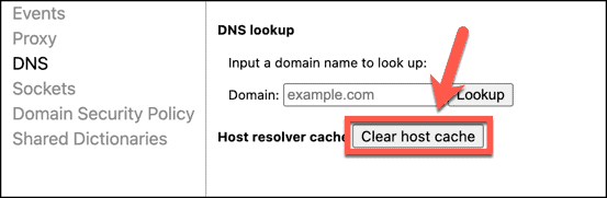 Caché de DNS de Chrome