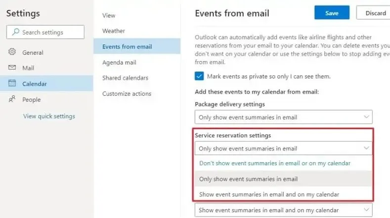 Así podemos evitar que Outlook agregue eventos a un calendario de forma automática. 