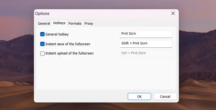 Cambiar la tecla de acceso rápido en Lightshot en Windows 11