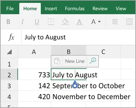Iniciar nueva línea texto en una celda en Excel
