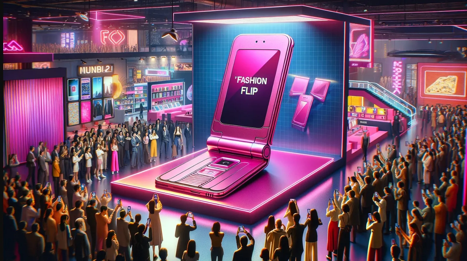 Ilustración con IA del móvil Barbie Flip Phone