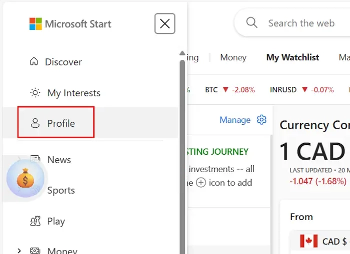 Desactivar Money Insights en Windows 11