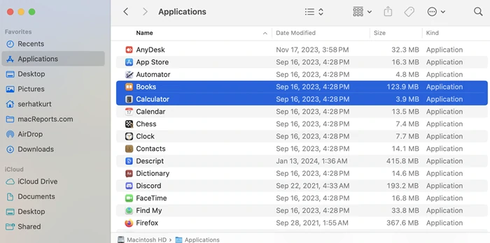 Aplicaciones barra de herramientas Finder Mac 2