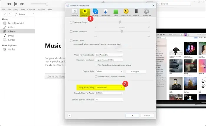 Cambiar preferencias de reproducción en iTunes para que reproduzca sonido los auriculares