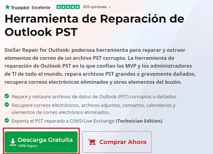 reparar archivos PST descarga