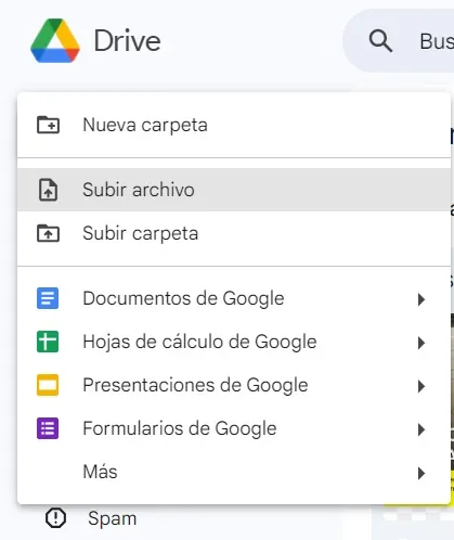 subir archivo en google drive