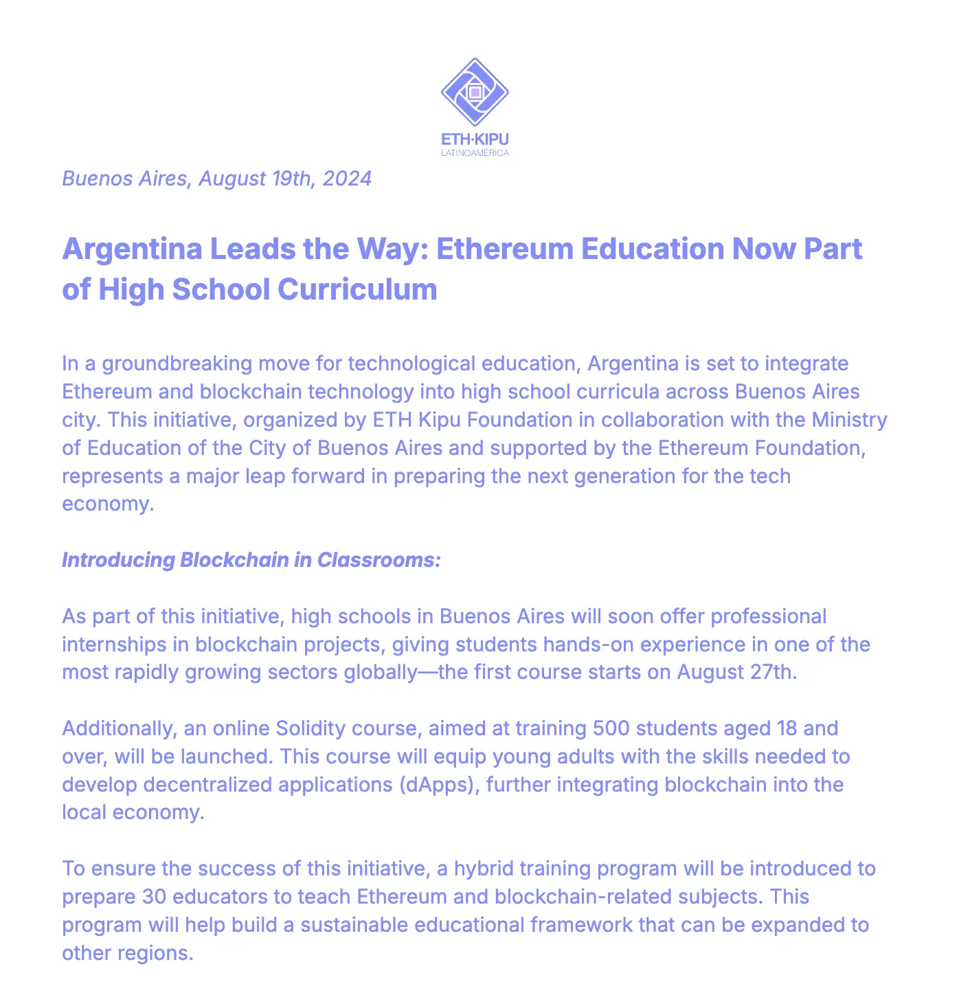 argentina blockchain ethereum