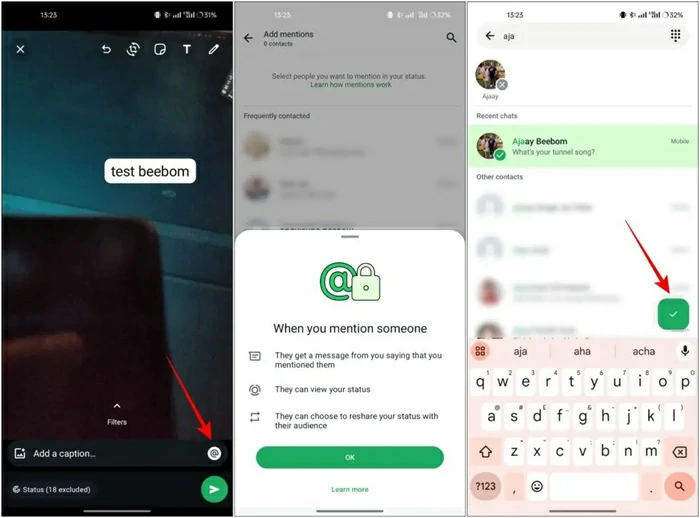 etiquetar usuarios en los estados de WhatsApp 2