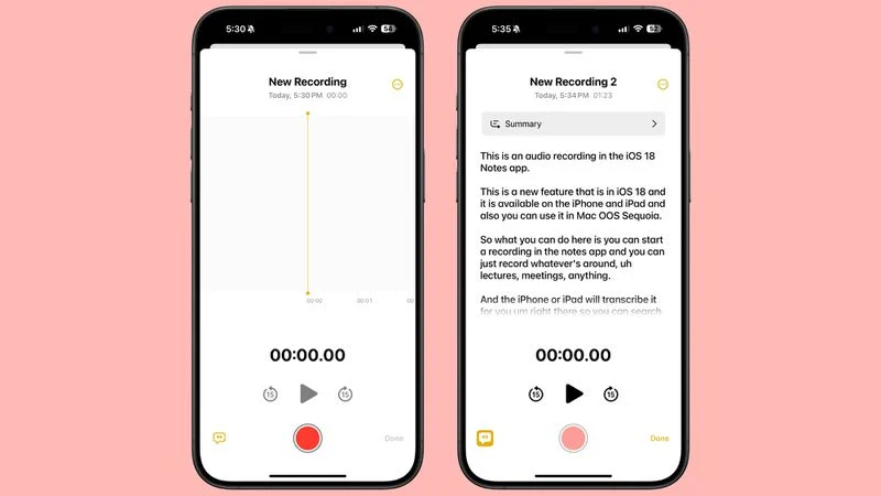 transcripciones en Notas en iOS 18 1