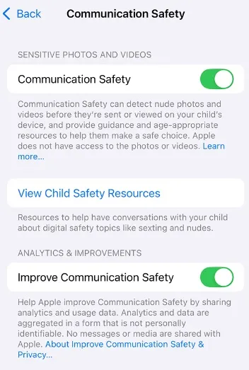 activar seguridad infantil en ios 18.2