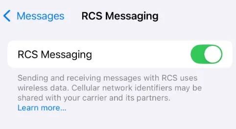 rcs iphone configuración